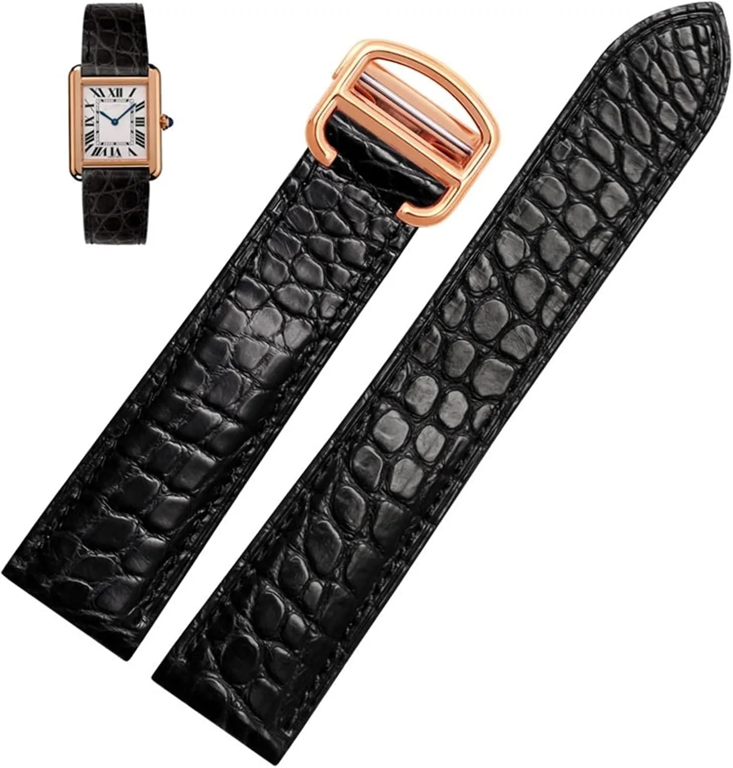Crocodile Leather Watch Strap，For Cartier Watch Band 20mm，Leather Tank Key London Calibo Watch Chain Women 20mm