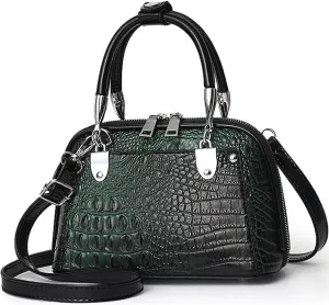 Crocodile Pattern Handbag Fashion PU Leather Top-Handle Purse Luxury Women Shoulder Bag Double Zipper Satchel Tote