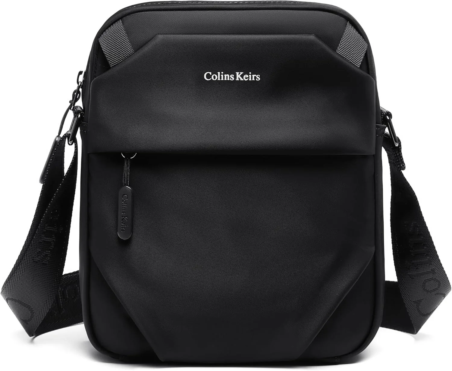 Crossbody bag for men, Small messenger bag with zipper and adjustable shoulder strap, Black