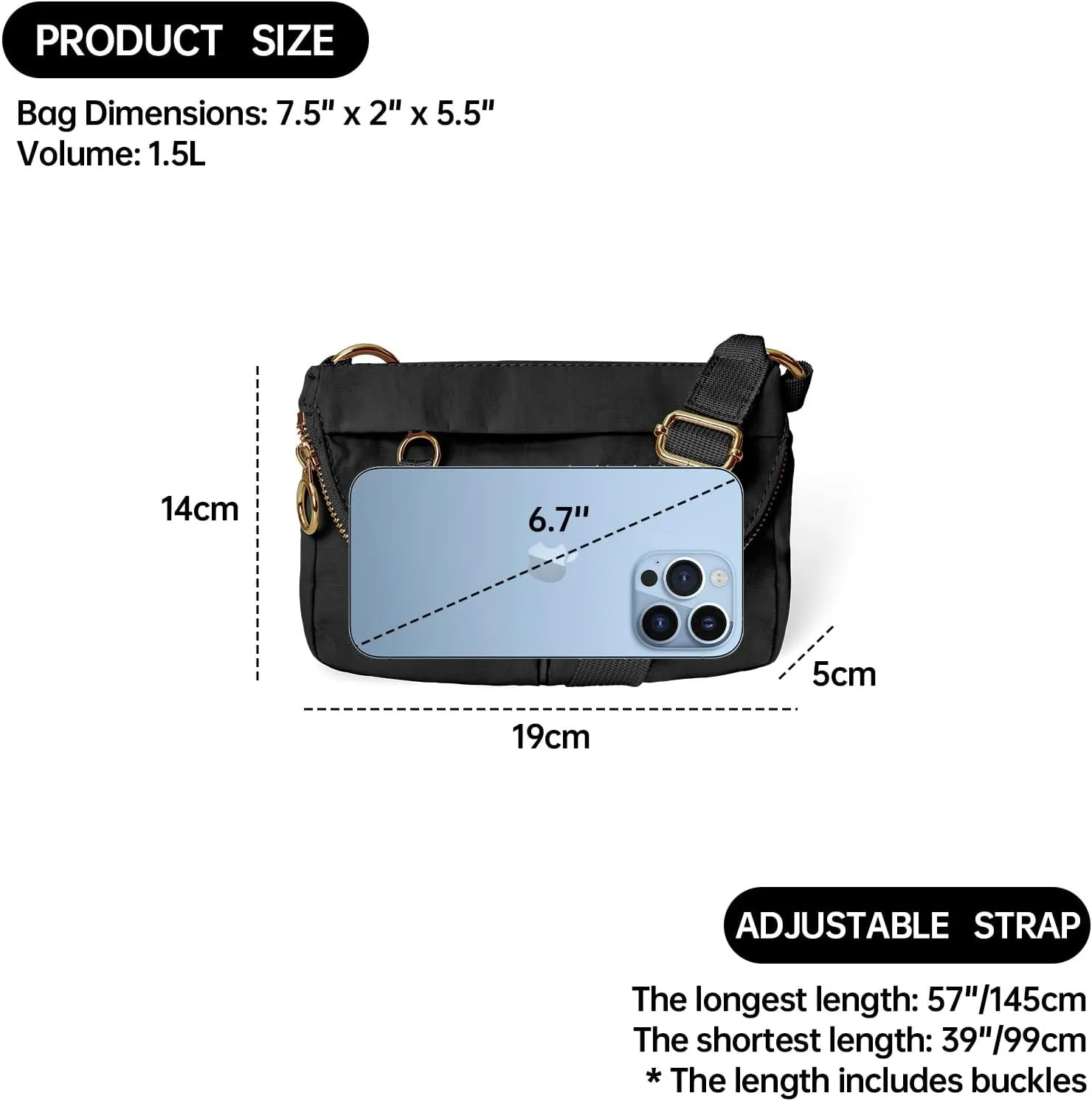 Crossbody Bag for Women, All Night Festival Bag Adjustable Strap Purse Nylon Handbags for Travel Work Casual Outdoor