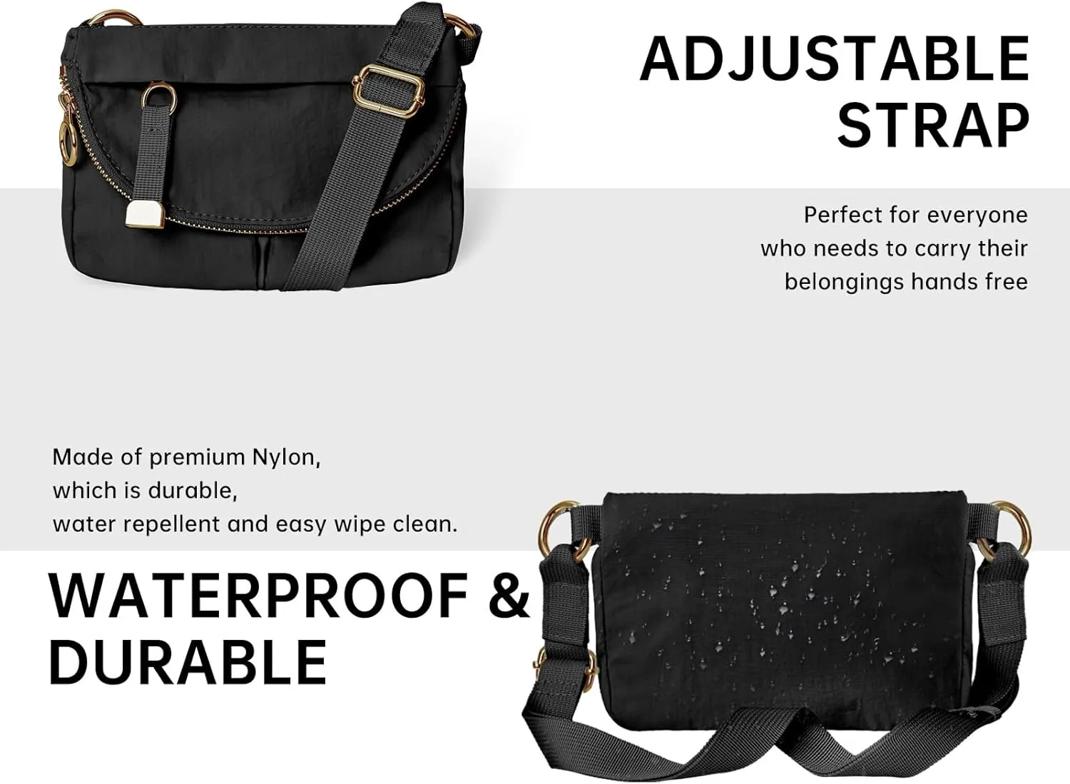 Crossbody Bag for Women, All Night Festival Bag Adjustable Strap Purse Nylon Handbags for Travel Work Casual Outdoor