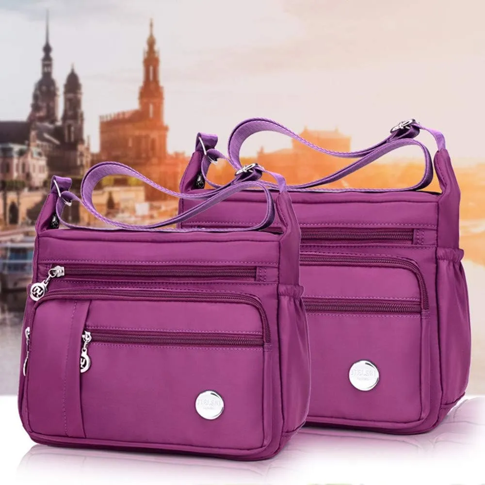 Crossbody Bag for Women, Multi Pocket Waterproof Lightweight Nylon Purse Shoulder Bag