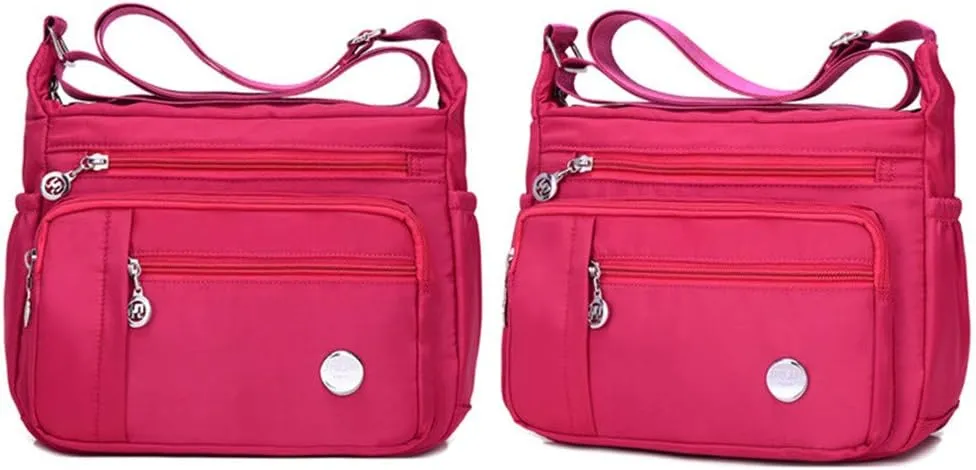Crossbody Bag for Women, Multi Pocket Waterproof Lightweight Nylon Purse Shoulder Bag