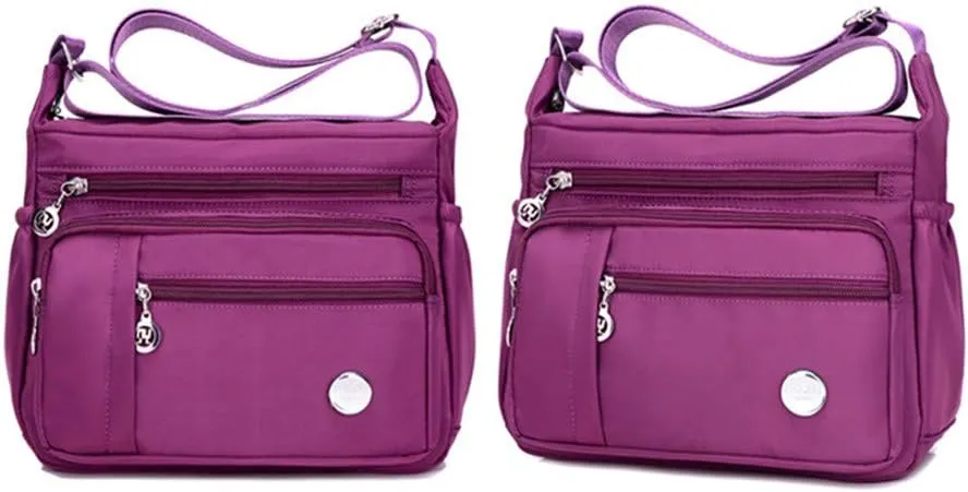 Crossbody Bag for Women, Multi Pocket Waterproof Lightweight Nylon Purse Shoulder Bag