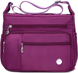 Crossbody Bag for Women, Multi Pocket Waterproof Lightweight Nylon Purse Shoulder Bag