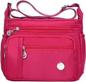 Crossbody Bag for Women, Multi Pocket Waterproof Lightweight Nylon Purse Shoulder Bag