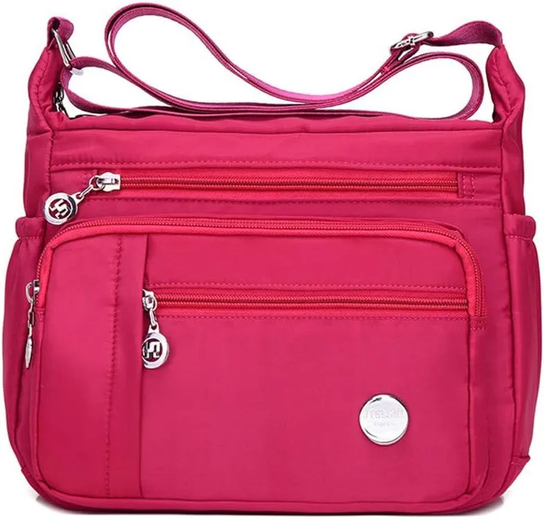 Crossbody Bag for Women, Multi Pocket Waterproof Lightweight Nylon Purse Shoulder Bag
