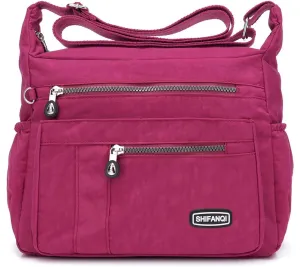 Crossbody Bag for Women, Multi Pockets Waterproof Nylon Shoulder Handbag, Lightweight Crossbody Purse for Ladies