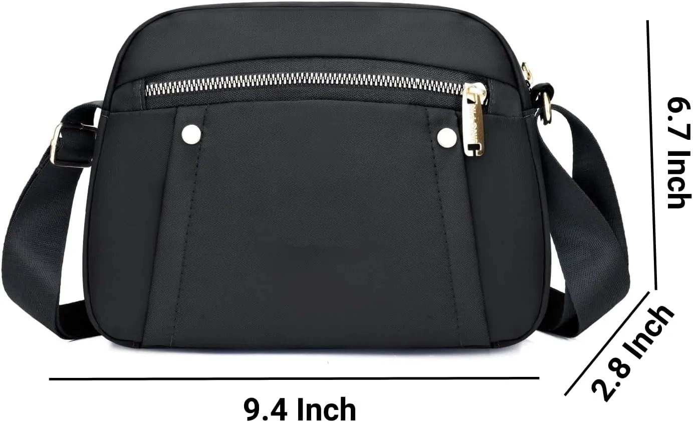 Crossbody Bag for Women, Waterproof Nylon Shoulder Bag with Pockets Adjustable Strap Small Purse Handbag for Ladies