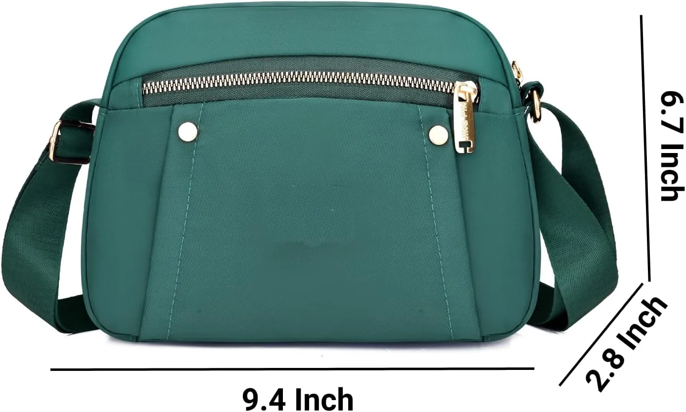 Crossbody Bag for Women, Waterproof Nylon Shoulder Bag with Pockets Adjustable Strap Small Purse Handbag for Ladies