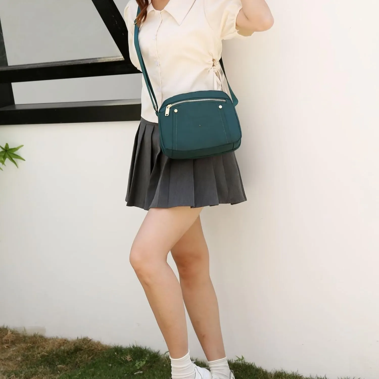 Crossbody Bag for Women, Waterproof Nylon Shoulder Bag with Pockets Adjustable Strap Small Purse Handbag for Ladies