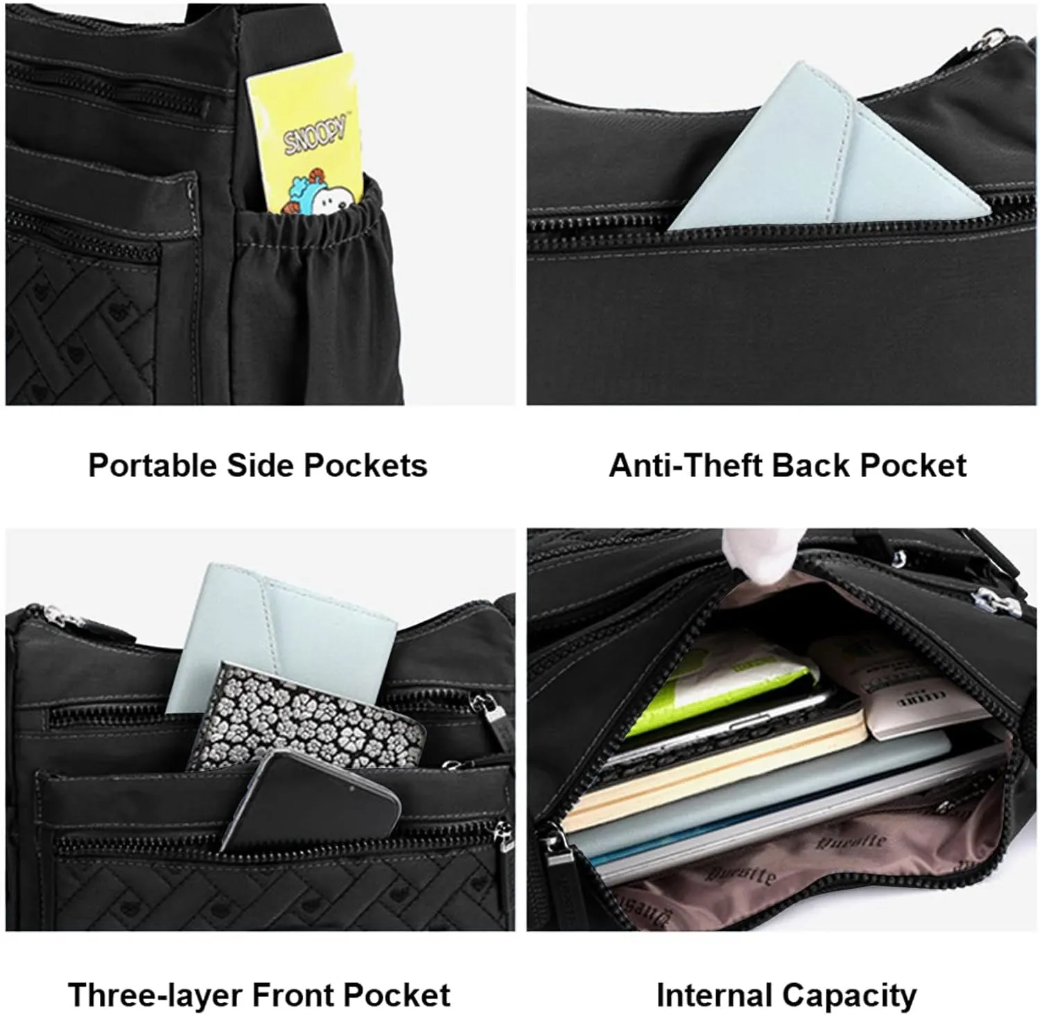 Crossbody Bag Womens Multi Pocket Casual Waterproof Shoulder Messenger Bag Handbag for Daily Use Travel