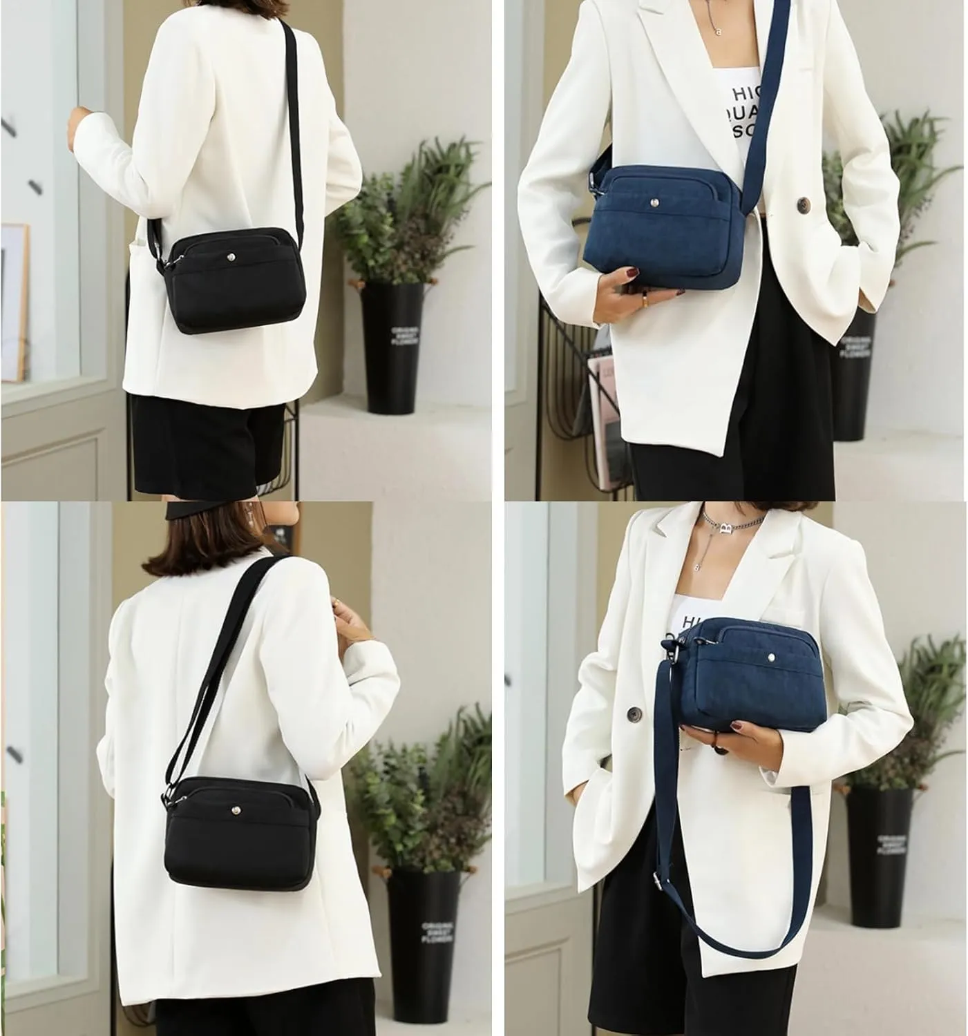 Crossbody Bags For Women Waterproof Lightweight Shoulder Bag Casual Nylon Small Handbags Multiple Pockets Purse