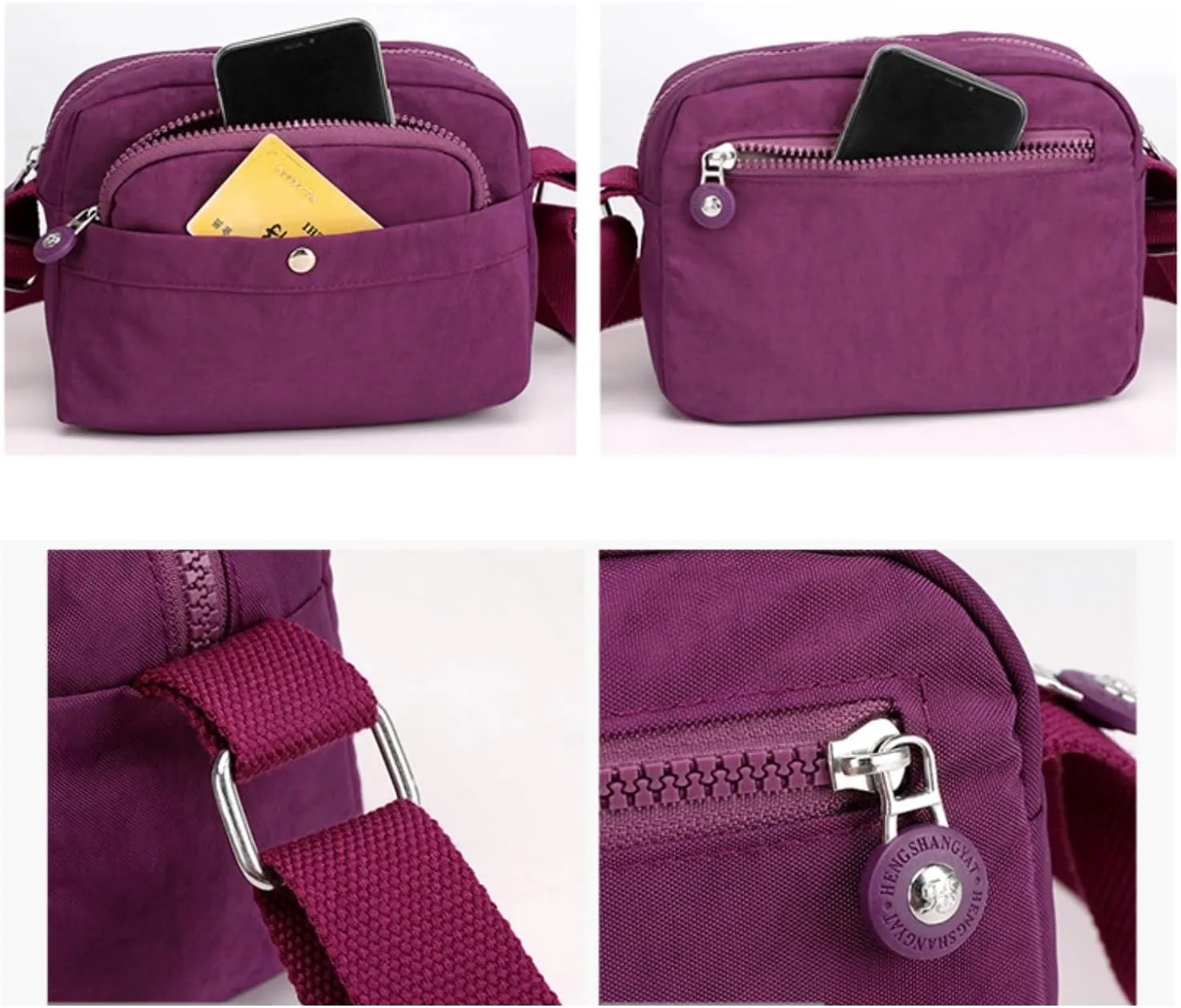 Crossbody Bags For Women Waterproof Lightweight Shoulder Bag Casual Nylon Small Handbags Multiple Pockets Purse