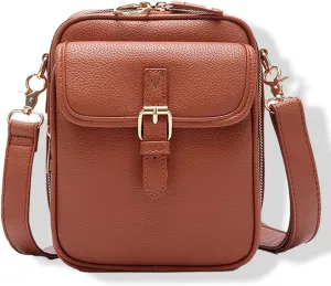 Crossbody Leather Bags for Women, Vegan Anti Theft Side Purse Shoulder, Retro Soft Handbags with Built In Wallet & Card Slots