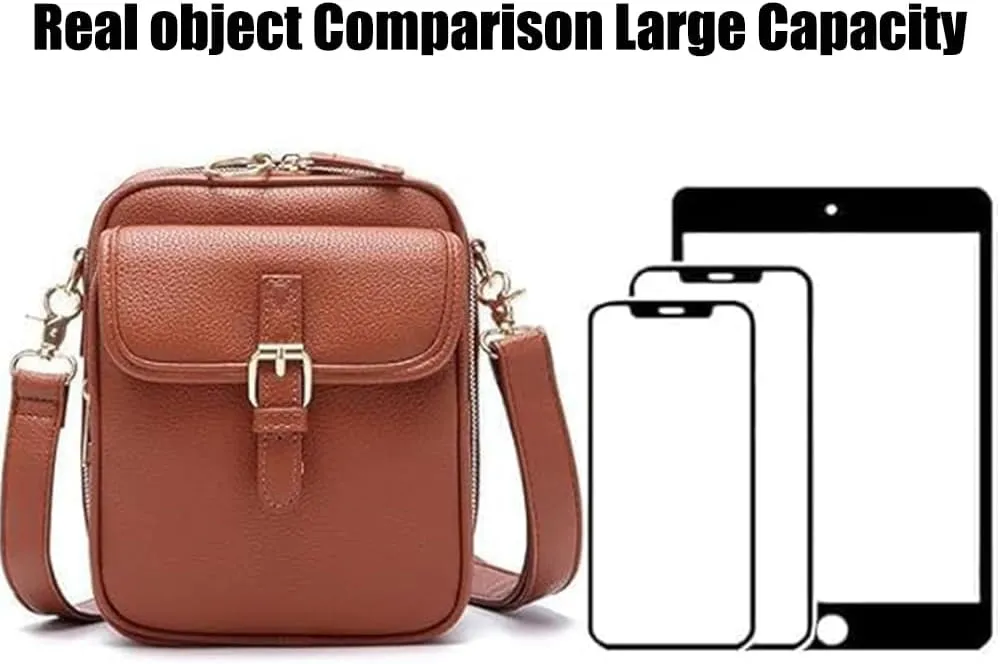 Crossbody Leather Bags for Women, Vegan Anti Theft Side Purse Shoulder, Retro Soft Handbags with Built In Wallet & Card Slots
