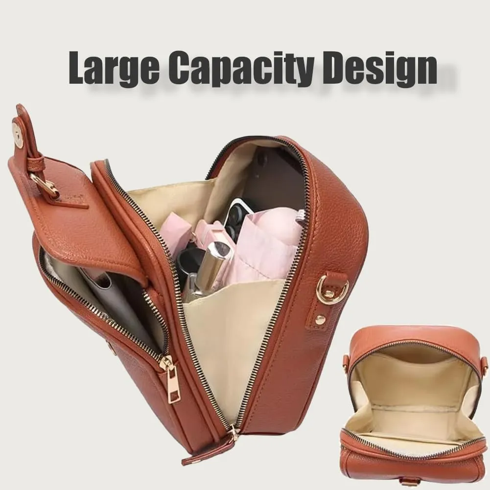 Crossbody Leather Bags for Women, Vegan Anti Theft Side Purse Shoulder, Retro Soft Handbags with Built In Wallet & Card Slots