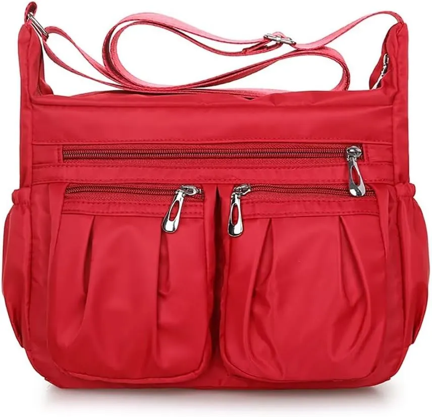 Crossbody Purse for Women Waterproof Shoulder Bag Multi Pocket Top Handle Satchel Casual Hobo Handbag Messenger Bag, Red