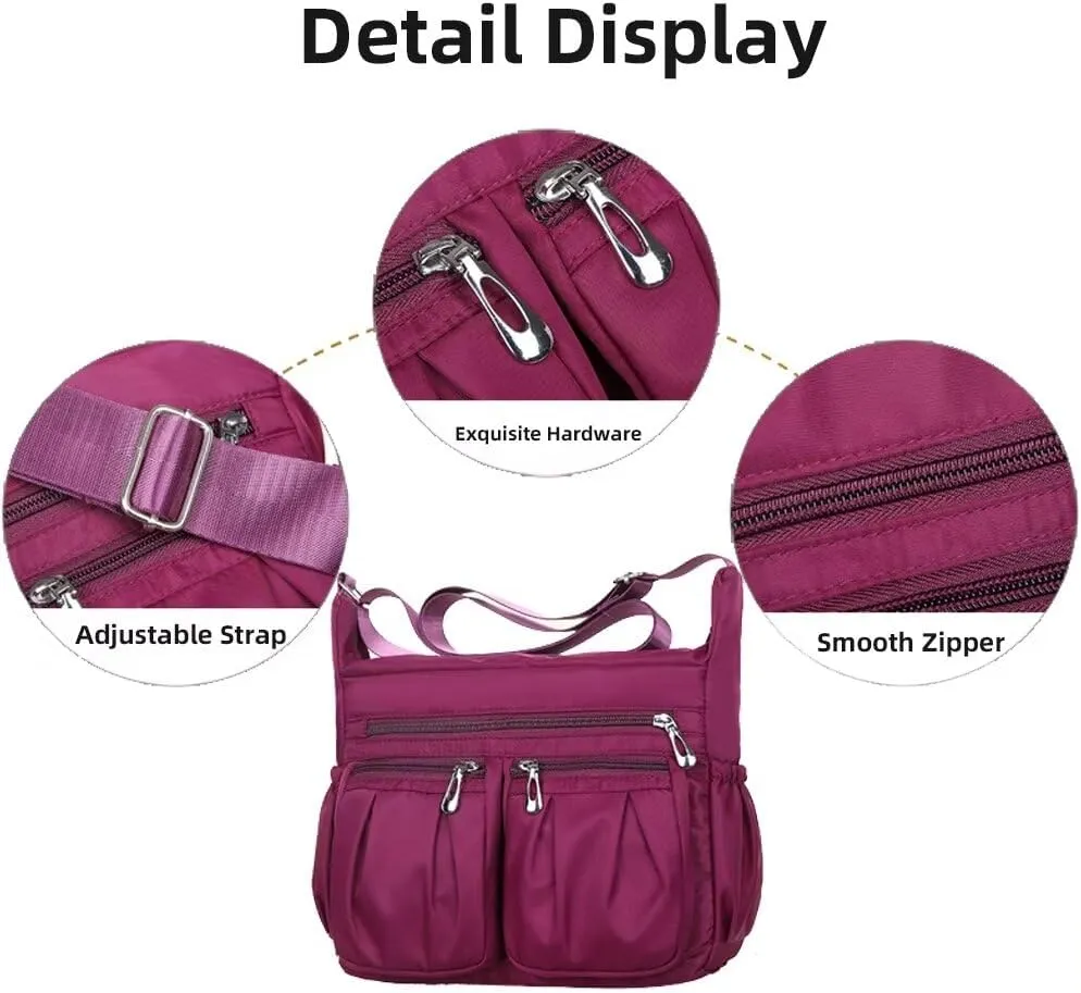 Crossbody Purse for Women Waterproof Shoulder Bag Multi Pocket Top Handle Satchel Casual Hobo Handbag Messenger Bag