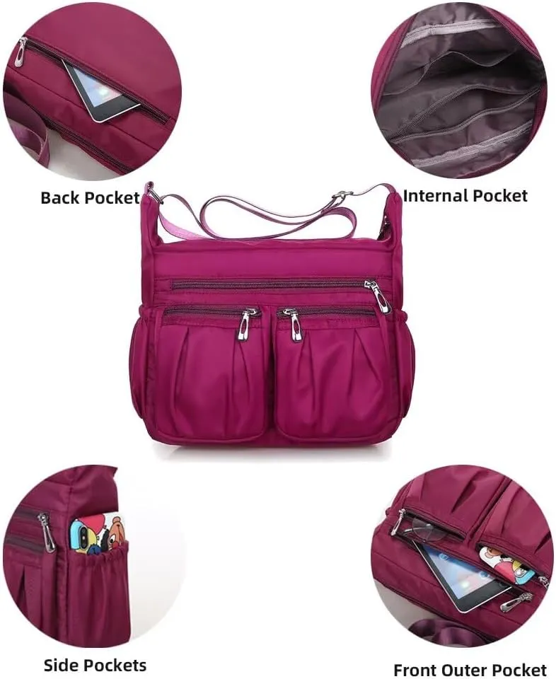 Crossbody Purse for Women Waterproof Shoulder Bag Multi Pocket Top Handle Satchel Casual Hobo Handbag Messenger Bag