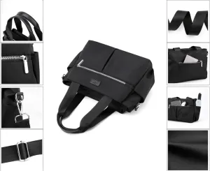 Crossbody Purses for Women Nylon Waterproof Shoulder Bag Ladies Commuter Travel Daily Handbag with Detachable Strap Black