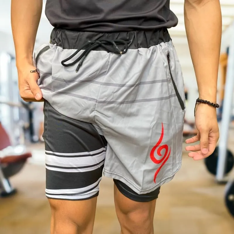 CROWN Anime Shorts - Breathable Stretch Compression Gym Short with Pockets and Towel Holder
