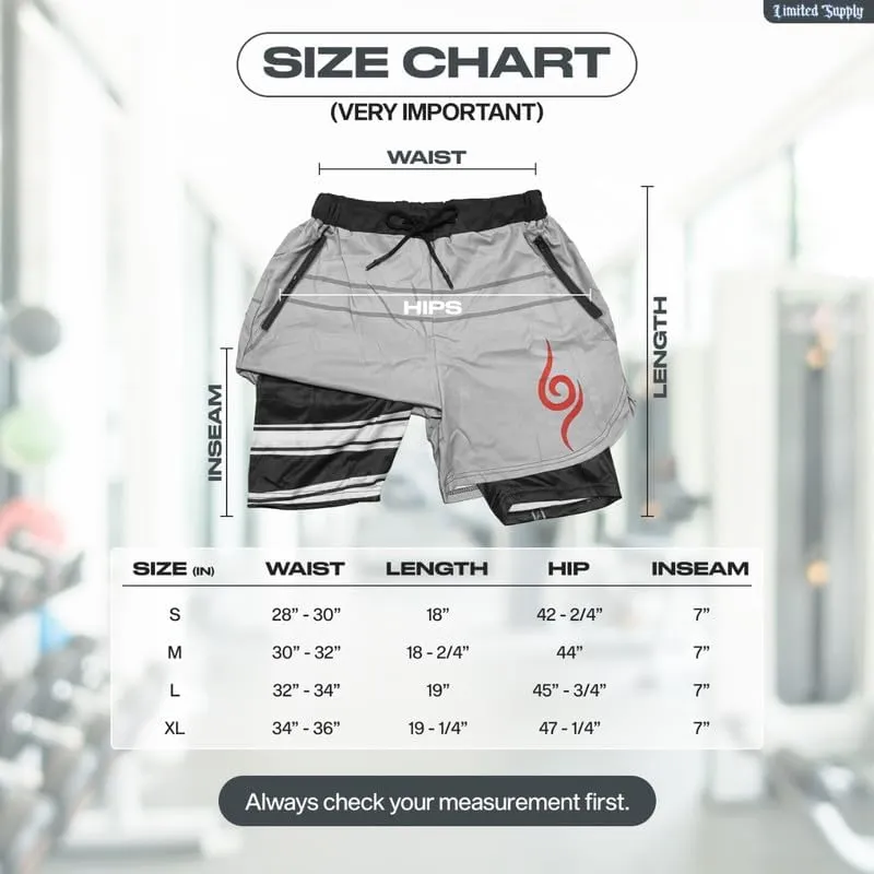 CROWN Anime Shorts - Breathable Stretch Compression Gym Short with Pockets and Towel Holder