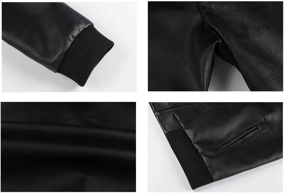 CRYSULLY Men's Leather Jacket-Fall Winter Vintage Motorcycle Biker Jacket with Removable Hood