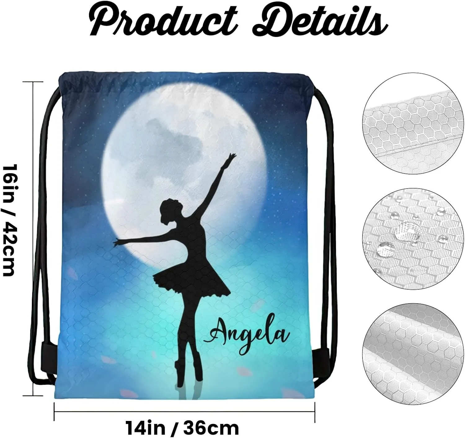 Custom Name Personalized Drawstring Bag Dance Ballet Blue Starry Multifunctional Backpack for Men Women Sports Fitness Sackpack