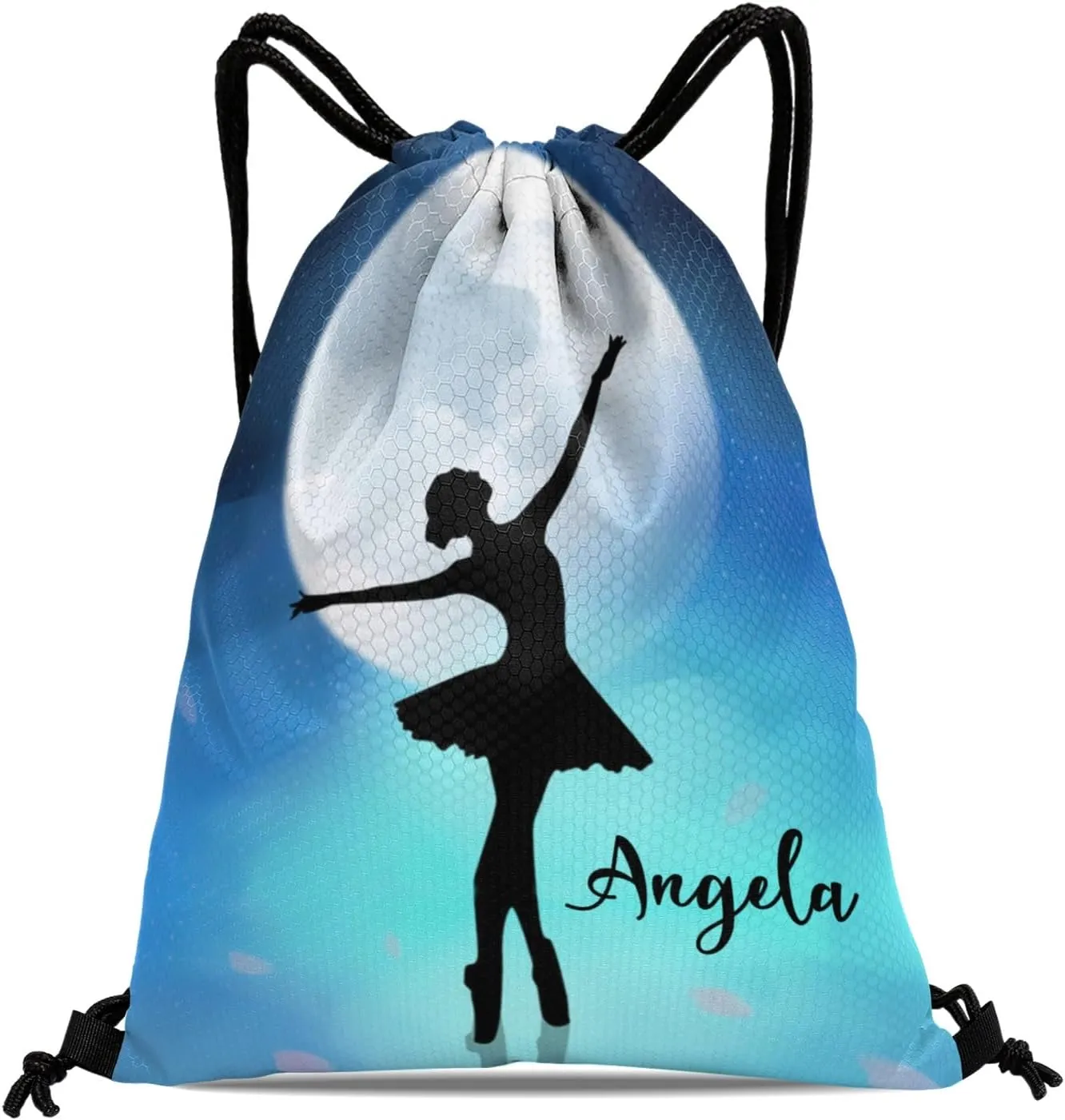 Custom Name Personalized Drawstring Bag Dance Ballet Blue Starry Multifunctional Backpack for Men Women Sports Fitness Sackpack