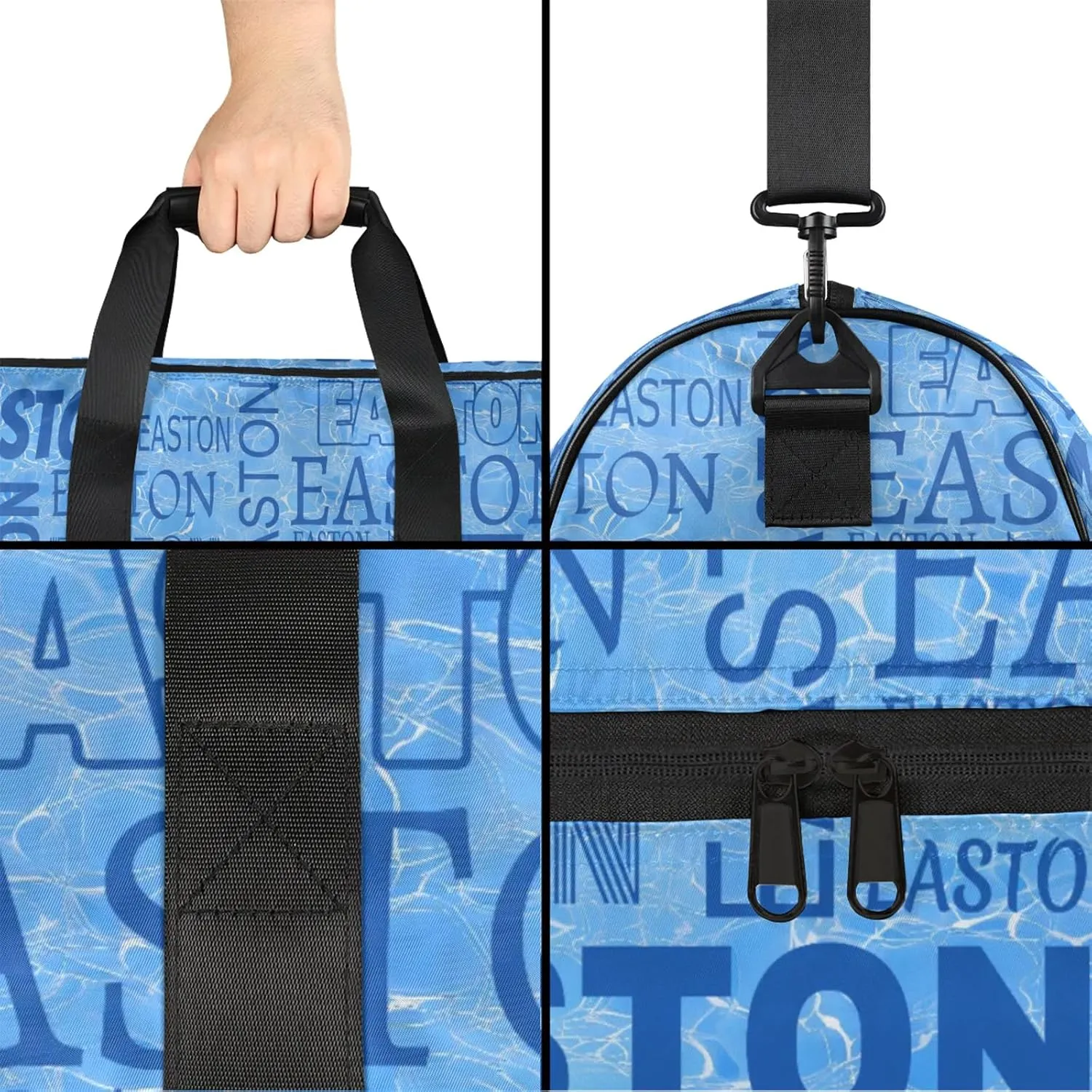 Custom Sport Gym Duffel Bag with Shoe Compartment Personalized Name Travel Overnight Bag Waterproof Customized Dance Bag Carry-On Tote, Blue Cracked
