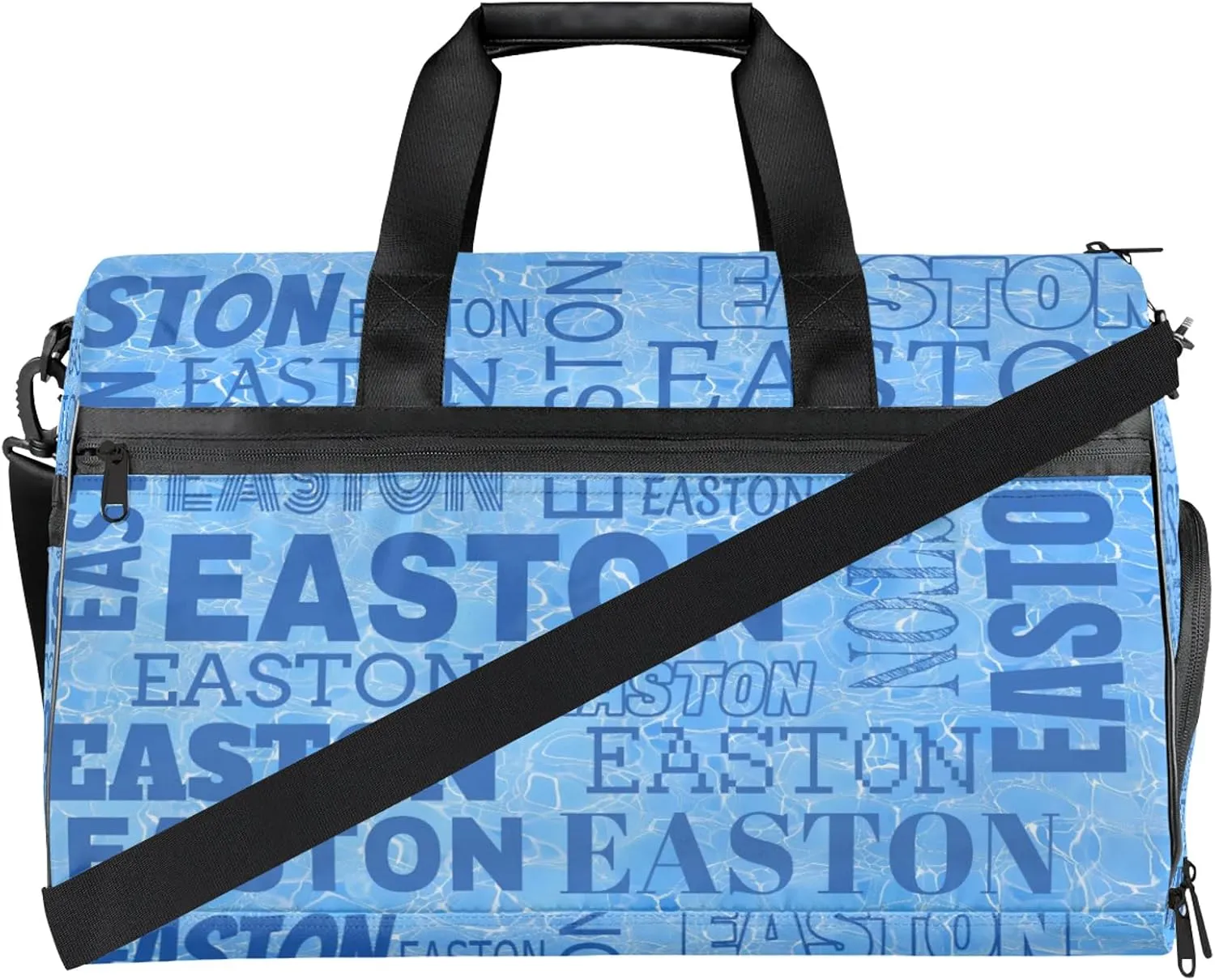 Custom Sport Gym Duffel Bag with Shoe Compartment Personalized Name Travel Overnight Bag Waterproof Customized Dance Bag Carry-On Tote, Blue Cracked