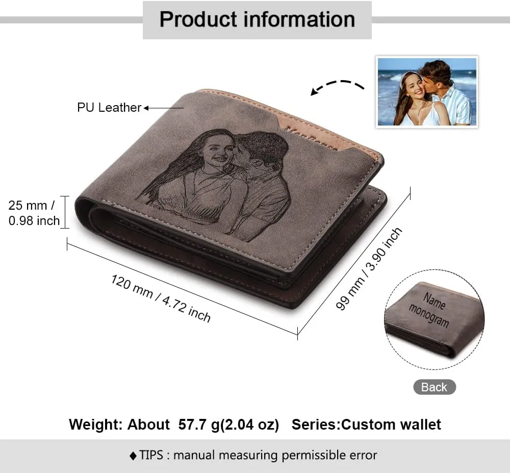 Custom Wallets for Men Personalized Photo Wallets for Mens Engraved Wallets Personalized Gifts for Men Dad Husband Son (Style 2)