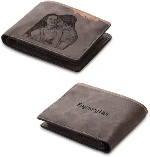 Custom Wallets for Men Personalized Photo Wallets for Mens Engraved Wallets Personalized Gifts for Men Dad Husband Son (Style 2)
