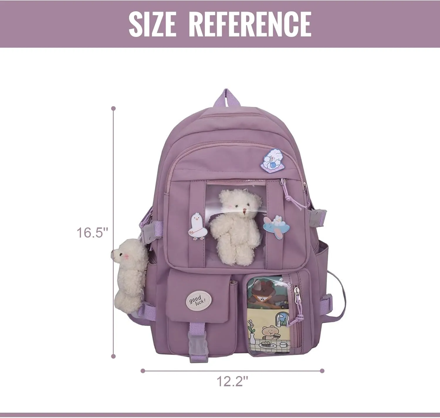 Cute Backpack Kawaii Backpack Bookbag with Pin and Accessories