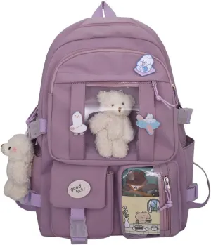 Cute Backpack Kawaii Backpack Bookbag with Pin and Accessories