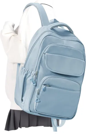 Cute School Backpack for Teens Girls Boys Waterproof School Bag Basic Backpack for College Students Multi Pocket Backpack Lightweight Casual Daypack Backpacks for Women Men（Blue）