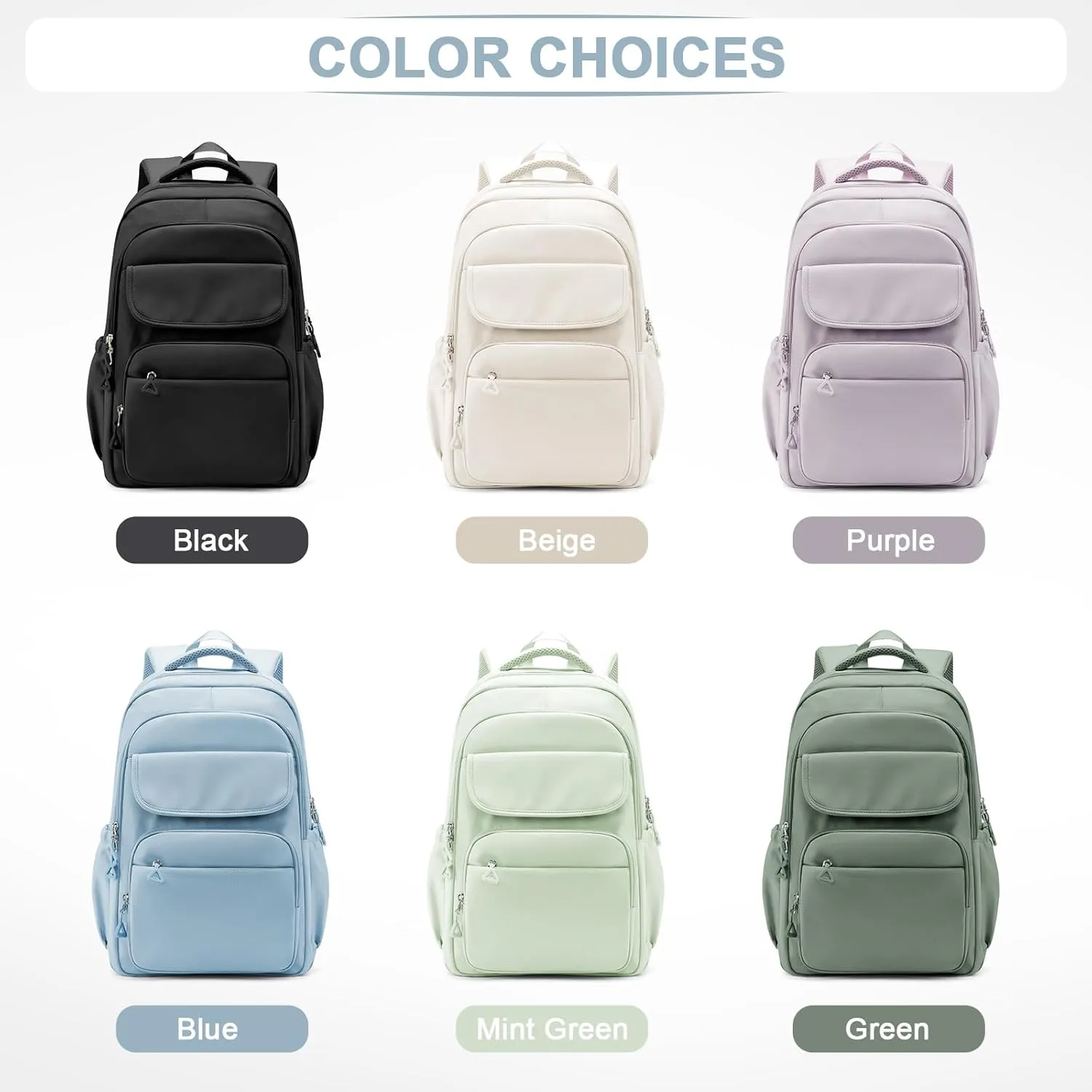 Cute School Backpack for Teens Girls Boys Waterproof School Bag Basic Backpack for College Students Multi Pocket Backpack Lightweight Casual Daypack Backpacks for Women Men（Blue）