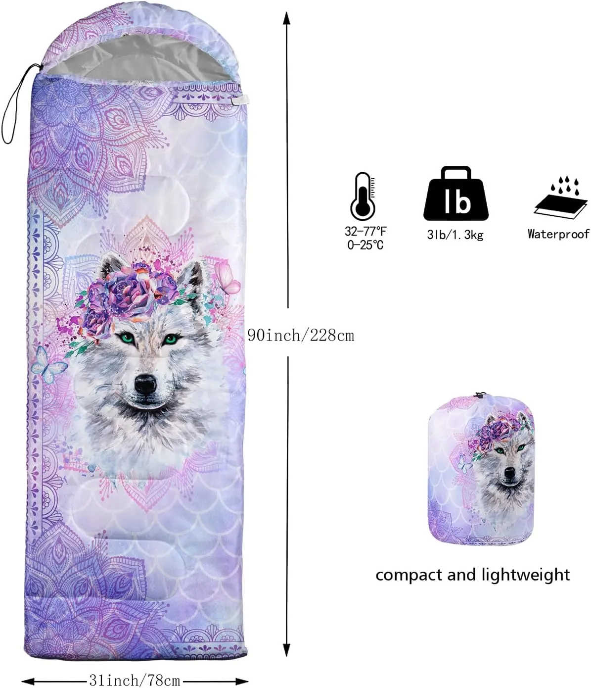 CVHOUSE Camping Sleeping Bags,3 Season Warm & Cool Weather,Lightweight,Waterproof Sleeping Bags for Adults & Kids,Traveling,and Outdoors,Camping Gear Equipment