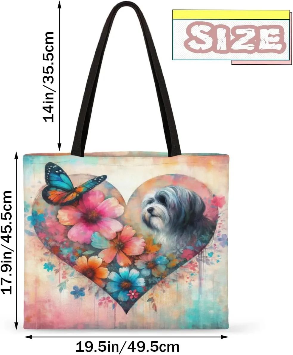 Dachshund Dog Sky Clouds Canvas Tote Bag for Women Men Stylish Tote Handbag Shoulder Bag Reusable Grocery Bag