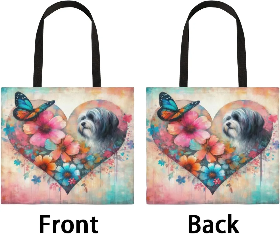 Dachshund Dog Sky Clouds Canvas Tote Bag for Women Men Stylish Tote Handbag Shoulder Bag Reusable Grocery Bag