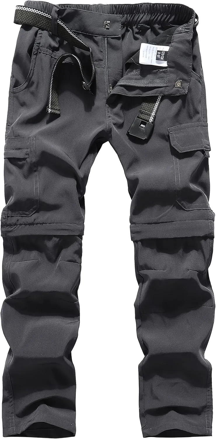 DAFENGEA Kids Hiking Cargo Pants Casual Outdoor Quick Dry Hiking Mountaineering Convertible Trousers
