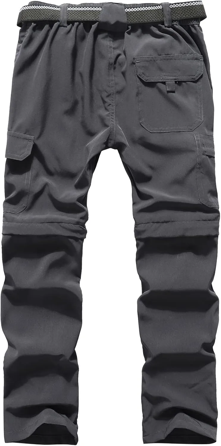 DAFENGEA Kids Hiking Cargo Pants Casual Outdoor Quick Dry Hiking Mountaineering Convertible Trousers