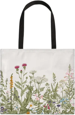 Daisies Green Plaid Canvas Tote Bag for Women Men Stylish Tote Handbag Shoulder Bag Reusable Grocery Bag