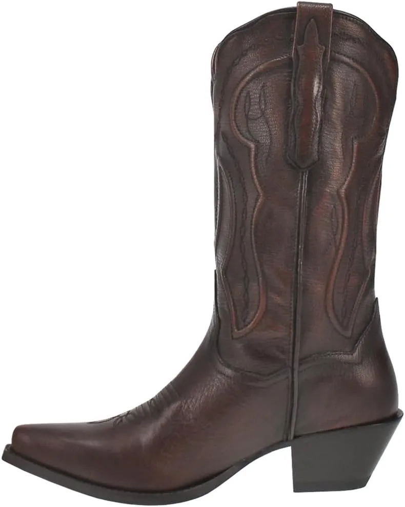 Dan Post Womens Mataya Slip Toe Pull On Casual Boots Mid Calf Low Heel 1-2" - Brown
