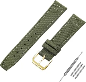 DASEB 20mm 21mm 22mm Nylon Canvas Watchband for IWC PILOT Portugal PORTOFINO Fabric Watch Strap Folding Buckle Cowhide Leather Belt
