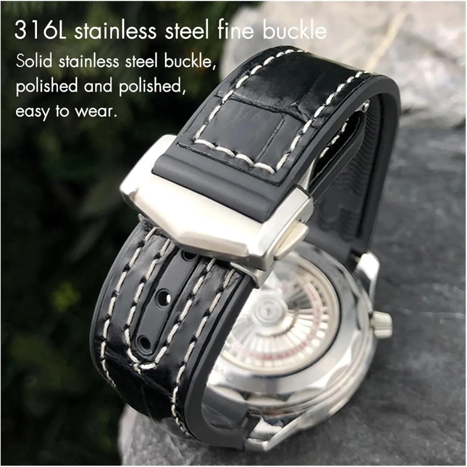 DASEB 20mm 22mm Rubber Nylon Leather Watchband For Omega Diver 300 Planet Ocean 600M Orange Watch Strap