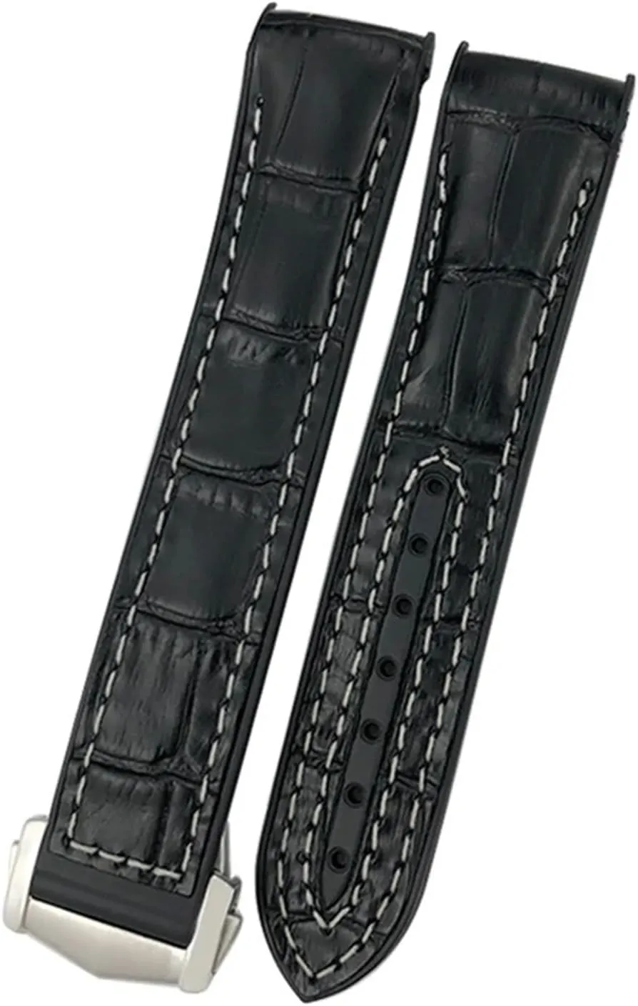 DASEB 20mm 22mm Rubber Nylon Leather Watchband For Omega Diver 300 Planet Ocean 600M Orange Watch Strap