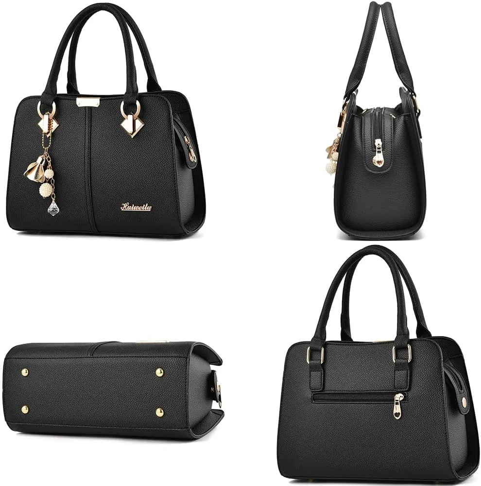 Dayfine Women Handbag Satchel Bag Top Handle Bag Faux Leather Tote Purse Shoulder Bag Briefcase Minimalist Lady