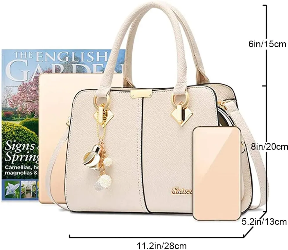 Dayfine Women Handbag Satchel Bag Top Handle Bag Faux Leather Tote Purse Shoulder Bag Briefcase Minimalist Lady